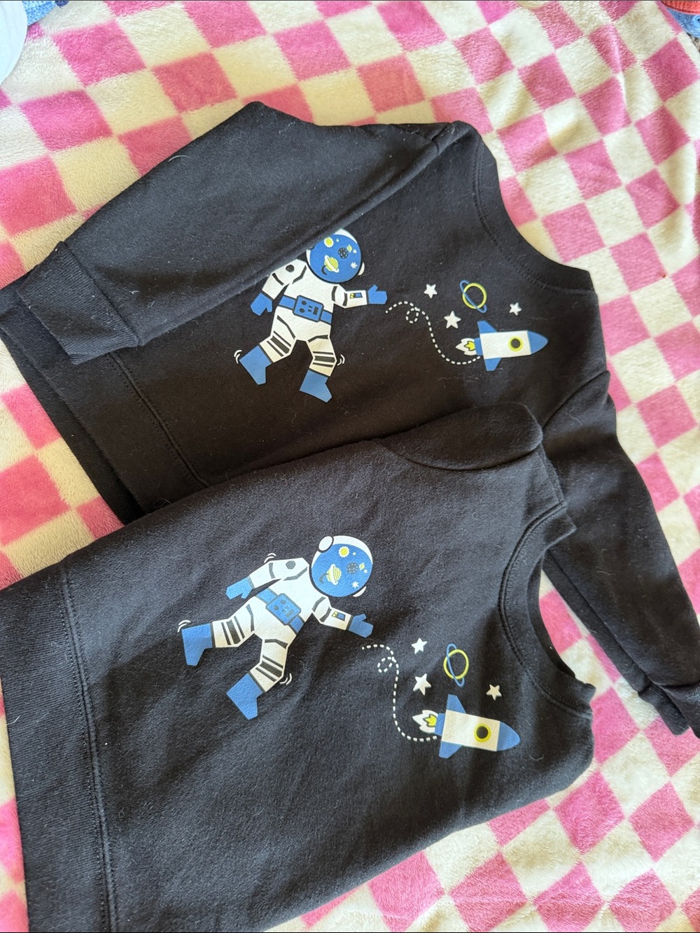 Kids Black Space Explorer Graphic Sweatshirt - Astronaut Rocket Design